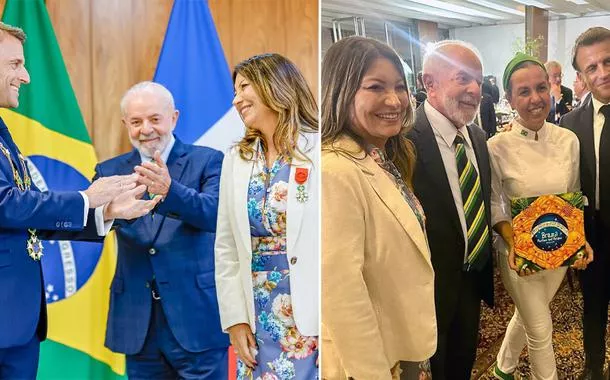 Emmanuel Macron, Lula, Janja e Morena Leite