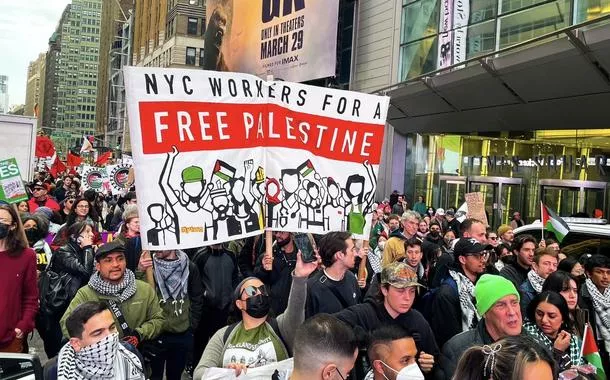 Manifestação em solidariedade aos palestinos nos EUA
