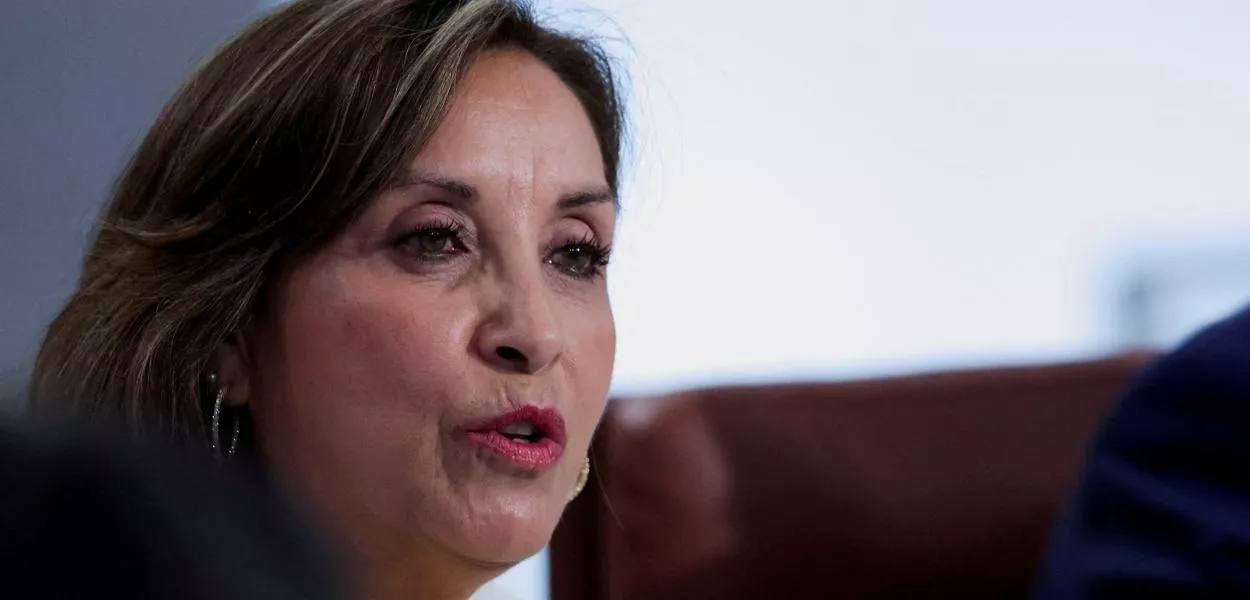 A presidente do Peru, Dina Boluarte