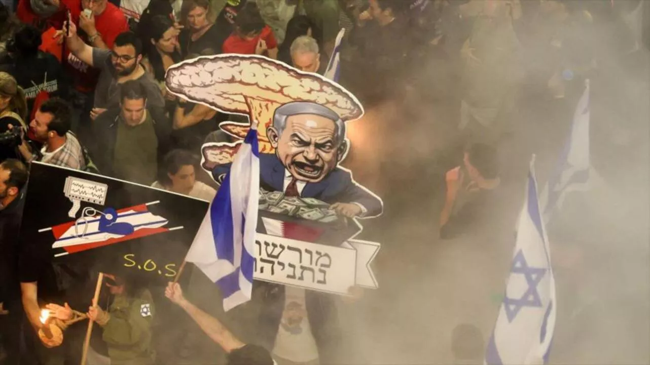 Manifestantes em Israel protestam contra Netanyahu