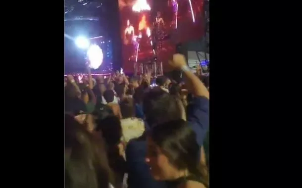 Fábio Wajngarten dançando no show da Madonna