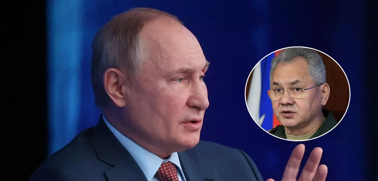 Vladimir Putin (mais destaque) e Sergei Shoigu