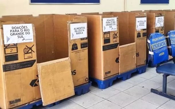 Correios pedem que população priorize doação de água, cestas básicas, fraldas, material de limpeza e de higiene pessoal ao RS