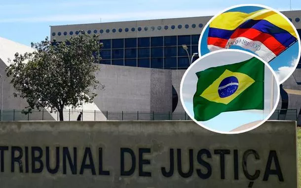 STJ, bandeira do Brasil (verde) e da Colômbia