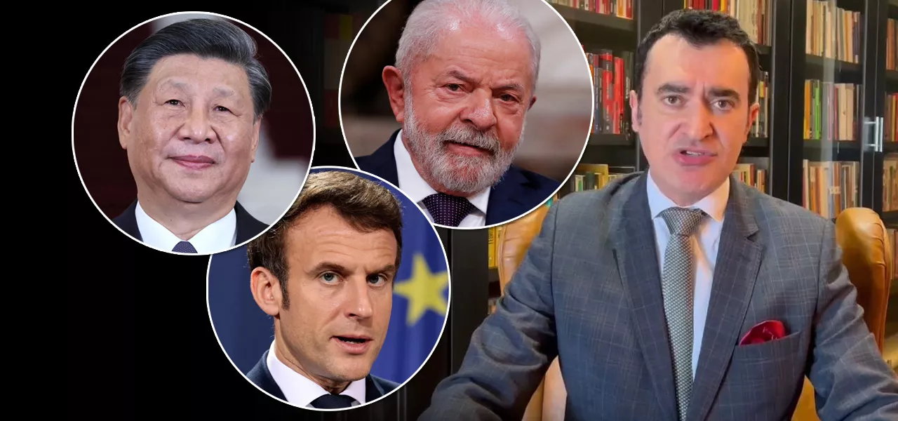 Xi Jinping, Emmanuel Macron, Lula e Alysson Mascaro