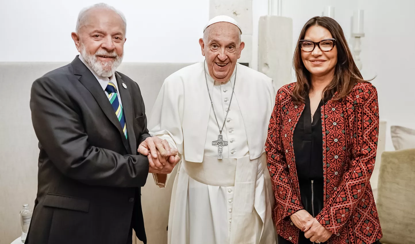 Presidente Luiz Inácio Lula da Silva durante encontro o papa Francisco, no Hotel Borgo Egnazia, em Puglia, Itália