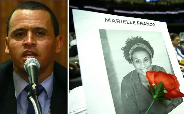 Giniton Lages e cartaz de Marielle Franco