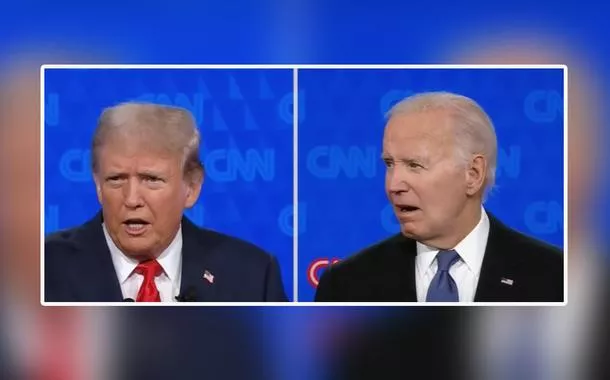 Donald Trump (à esq.) e Joe Biden em debate
