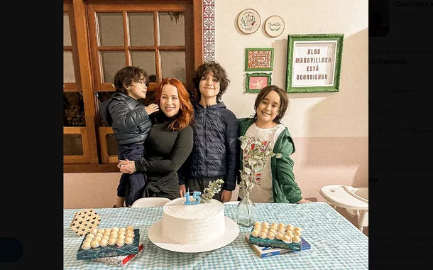 Mariana Mamede e os filhos 