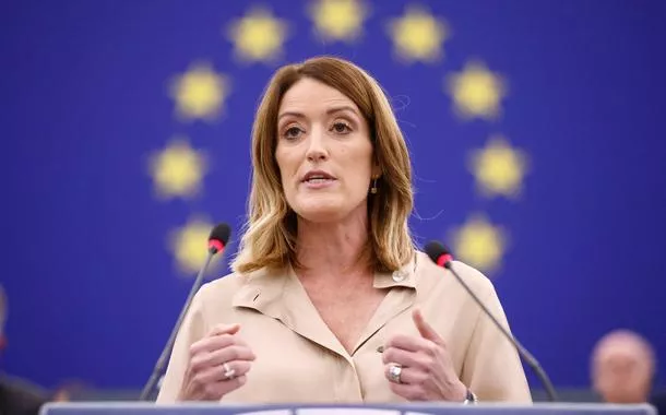 Roberta Metsola em Estrasburgo
 16/7/2024   REUTERS/Johanna Geron
