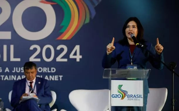 A ministra do Planejamento e Orçamento, Simone Tebet, participa do “States of the Future”, evento paralelo à Reunião Ministerialboas apostas para hojeDesenvolvimento do G20