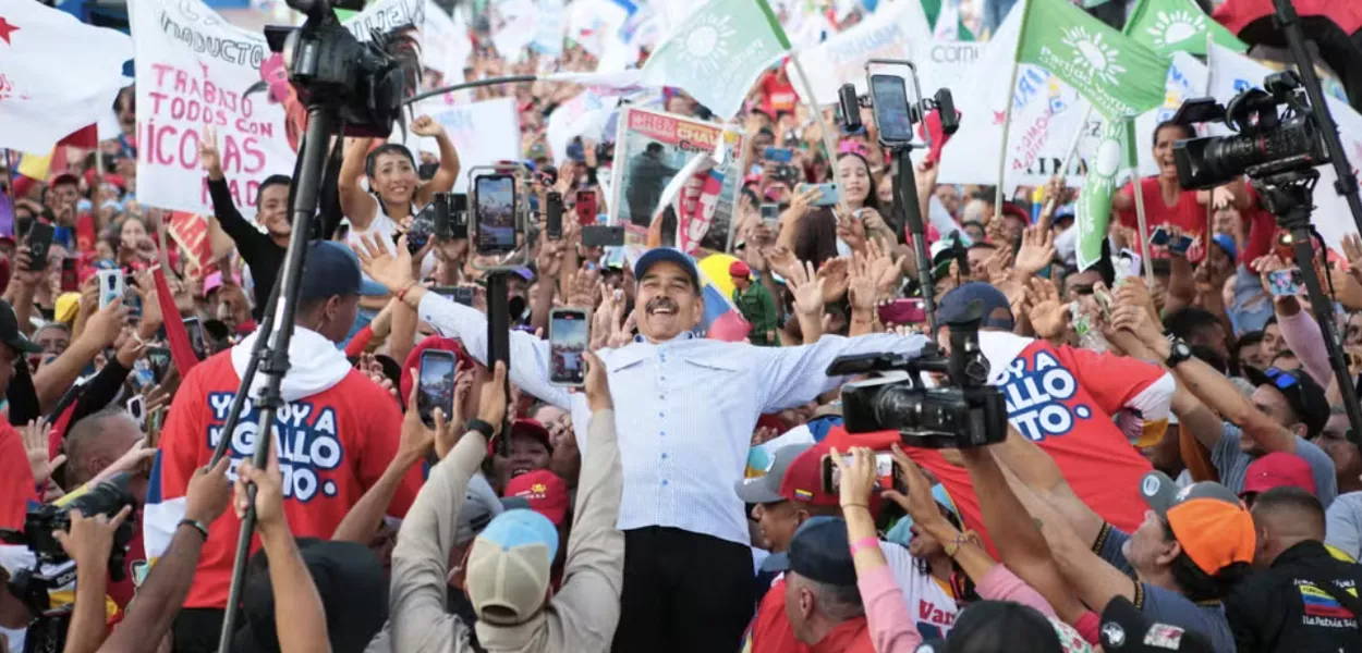 Nicolás Maduro durante campanha eleitoral na Venezuela, em 21 de julho de 2024 