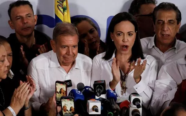 Líder da oposição venezuelana María Corina Machado e o candidato presidencial da oposição Edmundo González
29/07/2024