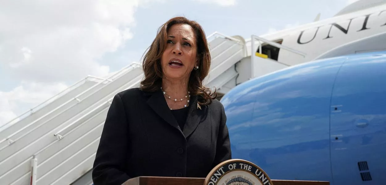Vice-presidente e provável candidata democrata à Presidência dos EUA, Kamala Harris, em Houston
01/08/2024 REUTERS/Kevin Lamarque