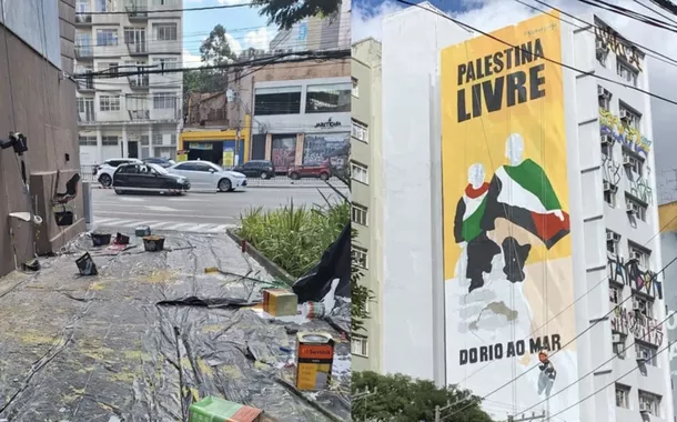 Mural pró-Palestina em São Paulo