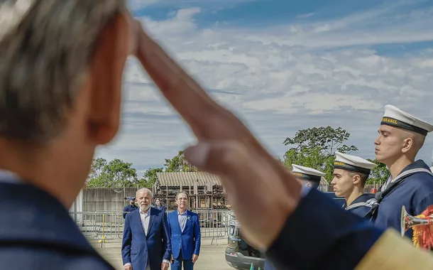 Presidente Luiz Inácio Lula da Silva durante cerimônia de lançamento da Fragata Tamandaré, no estaleiro Thyssenkrupp, em Itajaí, SC