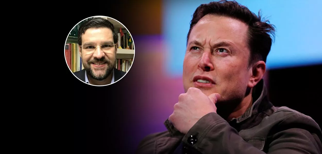 Marcelo Uchôa (à esq.) e Elon Musk