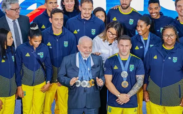 Presidente da República, Luiz Inácio Lula da Silva, durante encontro com atletas dos Jogos Olímpicosuefa 2024Paris 2024, no Palácio do Planalto