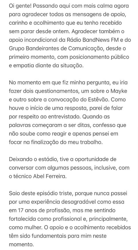 El periodista agredido por Abel Ferreira se pronuncia tras el discurso del técnico: «Nunca había vivido algo tan desagradable en mi profesión»