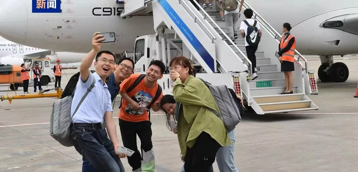 Passam de 500 mil os passageiros transportados pelo avião de grande porte C919, desenvolvido independentemente pela China