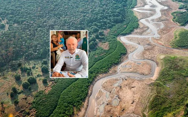 Lula no Amazonas, e uma foto aérea da cidadecodigo deposito betanoManaquiri (AM)