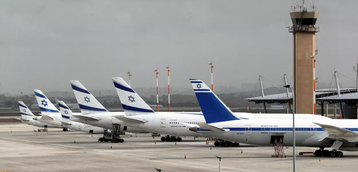 Aviões da El Al no Aeroporto Internacional Ben-Gurion, Tel Aviv, Israel