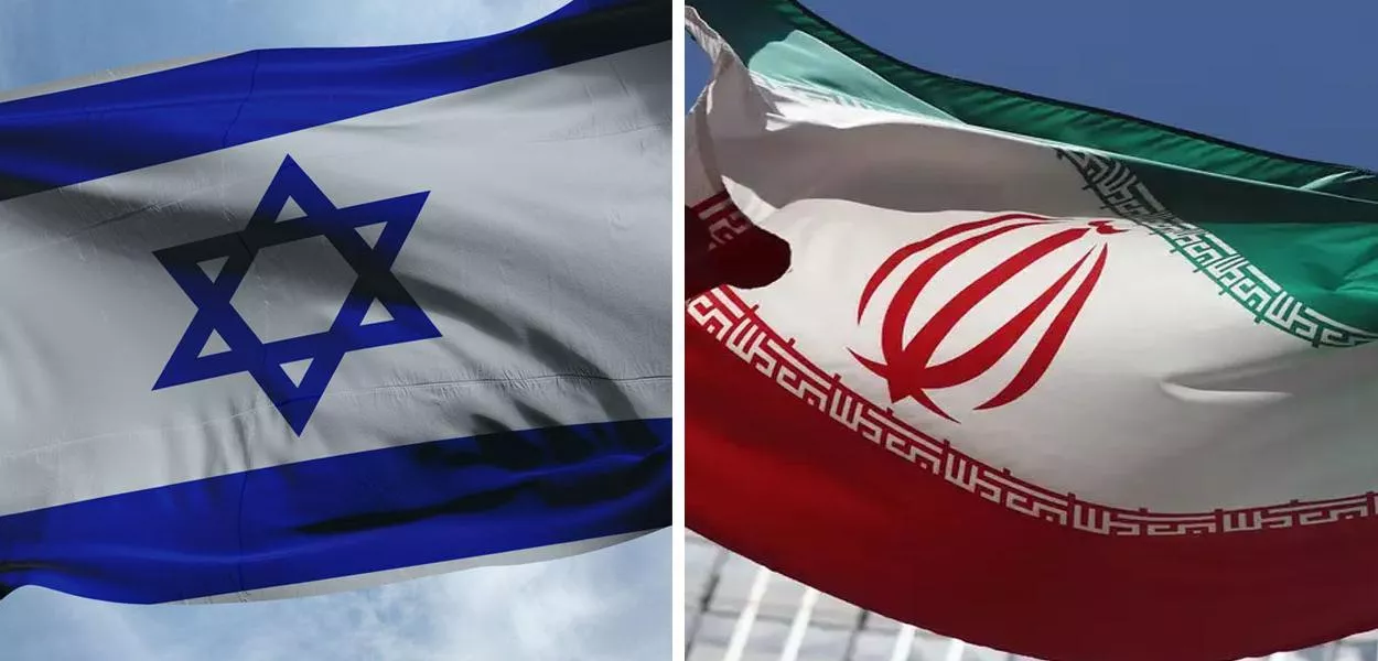Bandeiras de Israel (à esq.) e do Irã