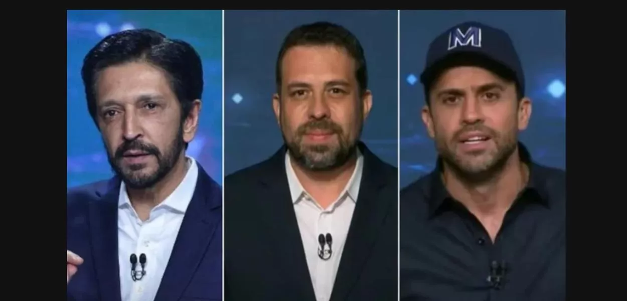 Da esq. para a dir.: Ricardo Nunes, Guilherme Boulos e Pablo Marçal