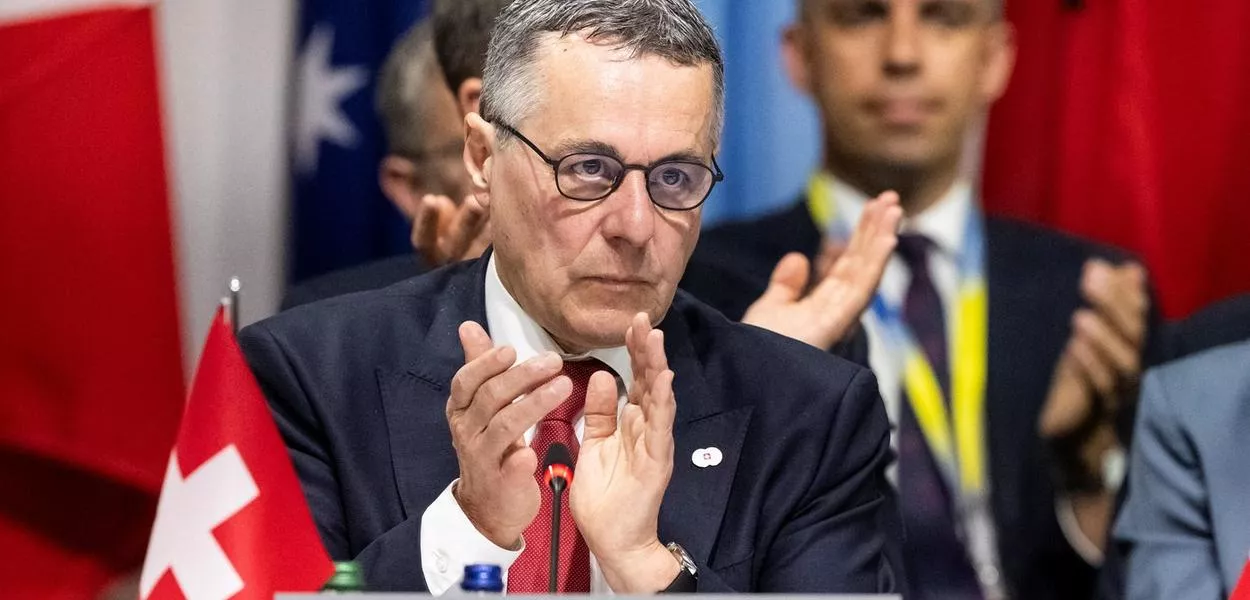 Chanceler suíço Ignazio Cassis em Stansstad
 16/6/2024   ALESSANDRO DELLA VALLE/Pool via REUTERS