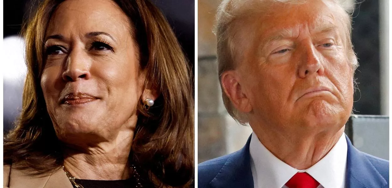 Democrata Kamala Harris e republicano Donald Trump, candidatos à presidência dos EUA
10/1/2024 e 04/10/2024