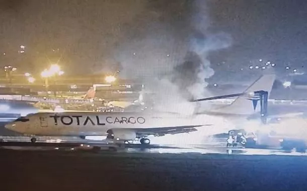 Avião da Total Cargo pegou fogo e fez pouso forçado no Aeroporto Internacional de Guarulhos