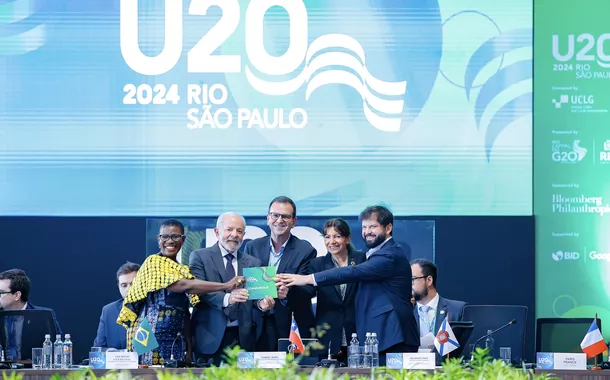17.11.2024 - Sessão de abertura do Urban 20, iniciativa do Grupo C40 de Grandes Cidades, Rio de Janeiro-RJ. Presidente Lula e Gabriel Boric, do Chile, estiveram lado a lado