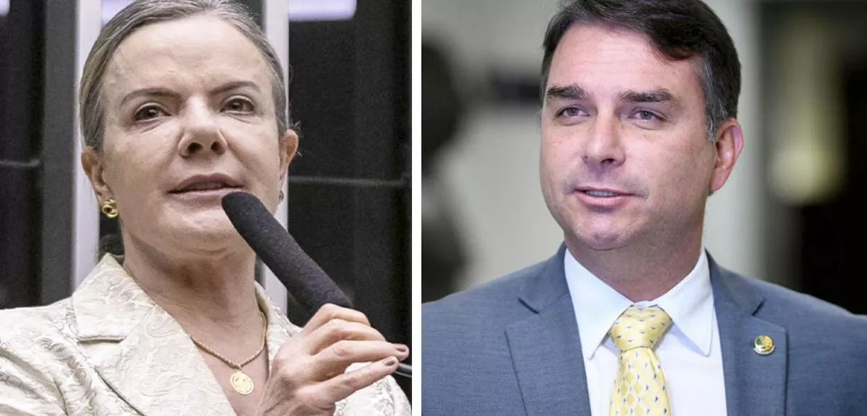 Gleisi Hoffmann e Flávio Bolsonaro