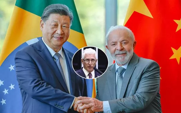 Da esq. para a dir.: Xi Jinping, Rogério Correia e Lula