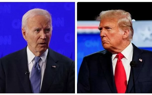 Joe Biden (à esq.) e Donald Trump