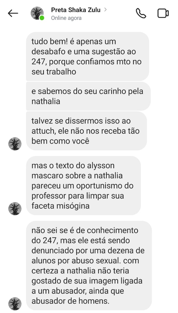 Mensagem enviada por perfil fake ao Brasilsitesite de apostas que mais pagamapostas que mais pagam