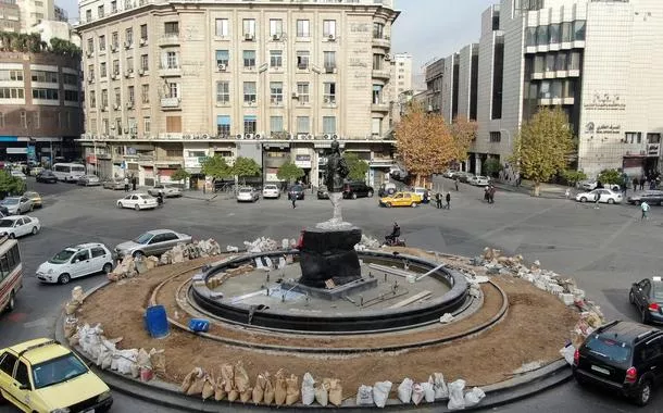 Vista de drone da Praça Yusuf al-Azma em Damasco
 11/12/2024   