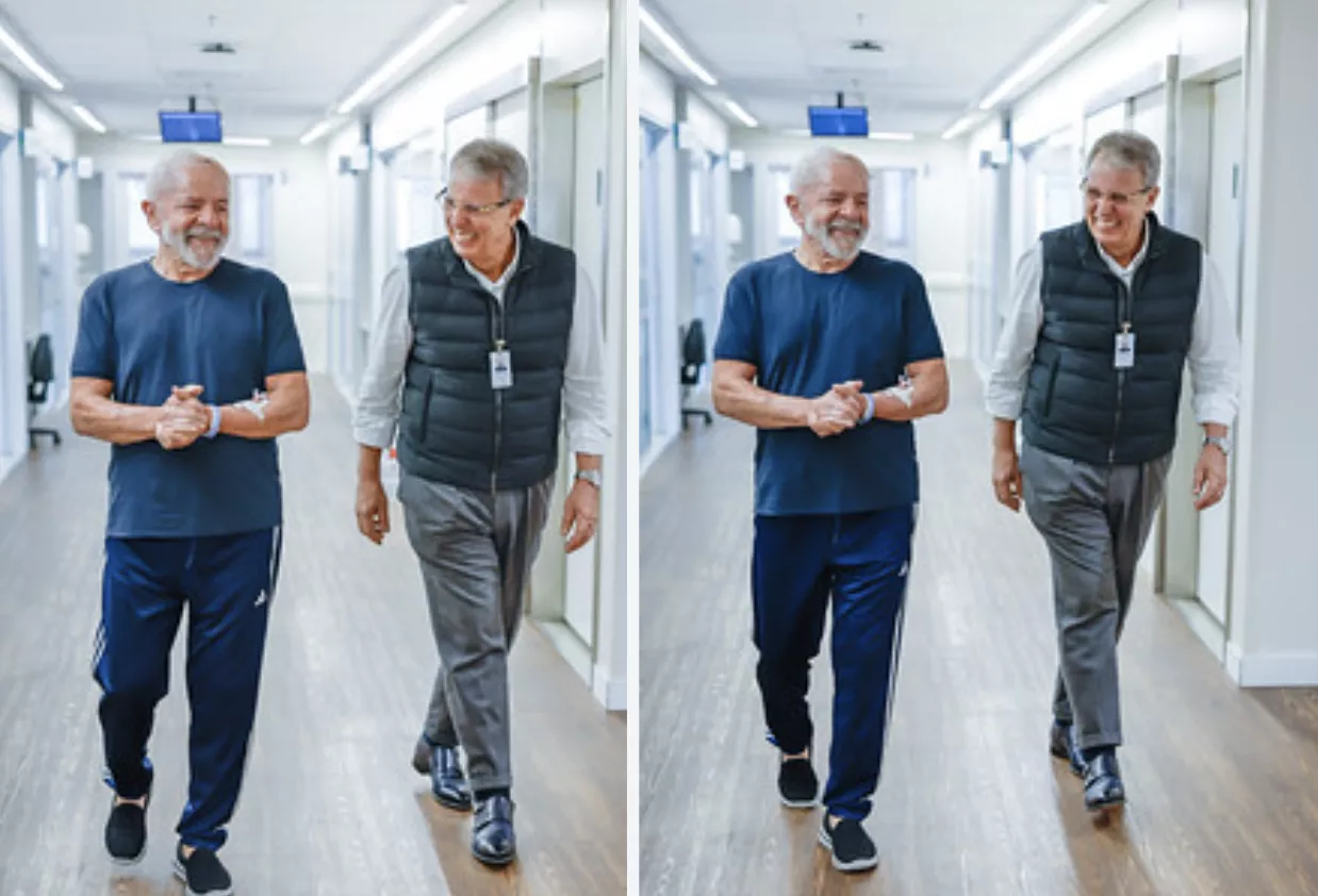 13.12.2024 - Presidente Luiz Inácio Lula da Silva caminha no hospital Sirio Libanês, em São Paulo - SP