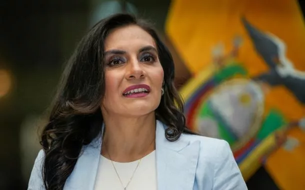 A vice-presidente do Equador, Veronica Abad, durante entrevista coletiva em Quito, Equador