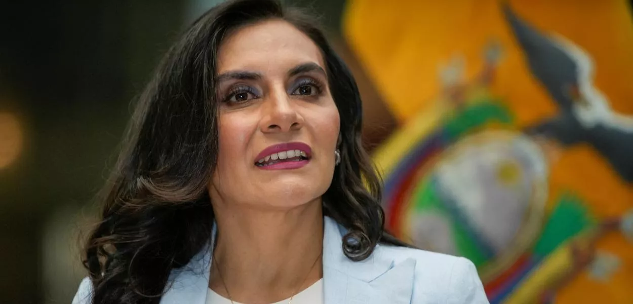A vice-presidente do Equador, Veronica Abad, durante entrevista coletiva em Quito, Equador