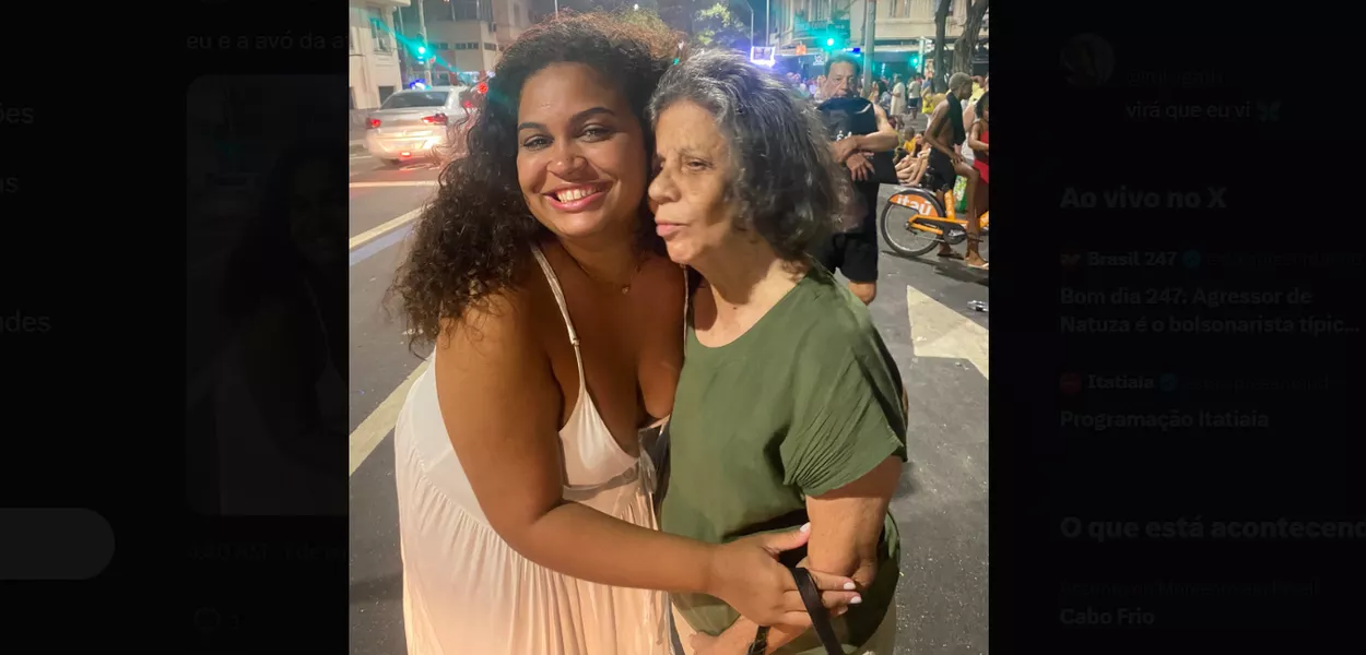 Gladys foi localizada por conta de uma usuária do X. “Eu e a avó da atriz americana Mia Goth”, escreveu a moça, que mantém uma conta de fã de Malu Galli, na legenda de uma foto com Maria.