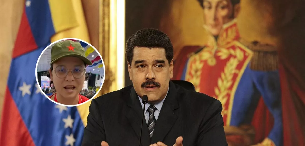 Renata Menezes (à esq.) e Nicolás Maduro