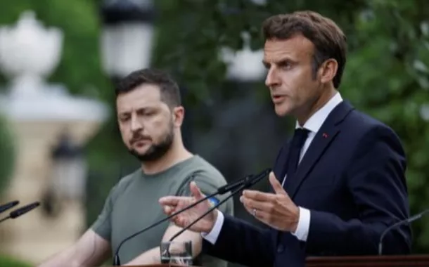 Volodymyr Zelensky e Emmanuel Macron - 16 de junho de 2022