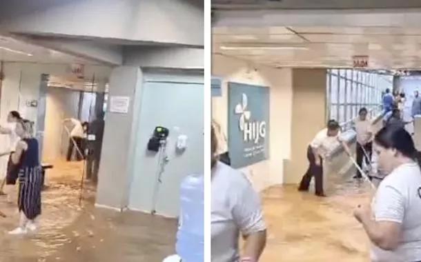 Ala de hospital infantil fica alagada após chuvas em Florianópolis (vídeo)