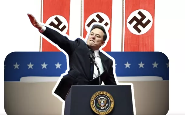 Montagem a partir do gesto de Musk na posse de Trump