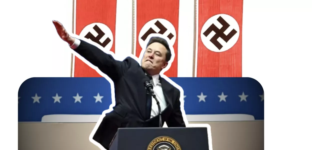 Montagem a partir do gesto de Musk na posse de Trump