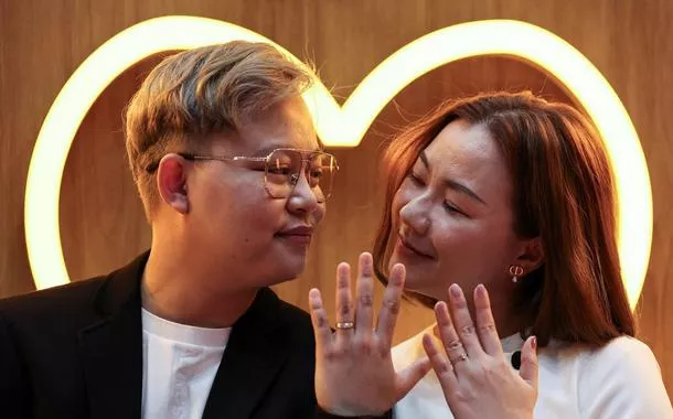 Pawan Iamwet e Kamonchanok Chumruan durante casamento em Bangcoc - 23/1/2025 