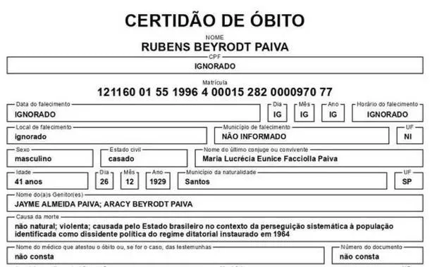 Governo vai contatar família de Rubens Paiva sobre entrega da nova certidão de óbito