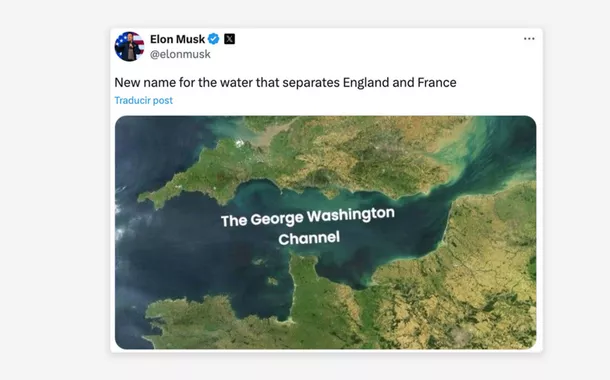 Musk propõe mudar o nome do Canal da Mancha em homenagem a George Washington