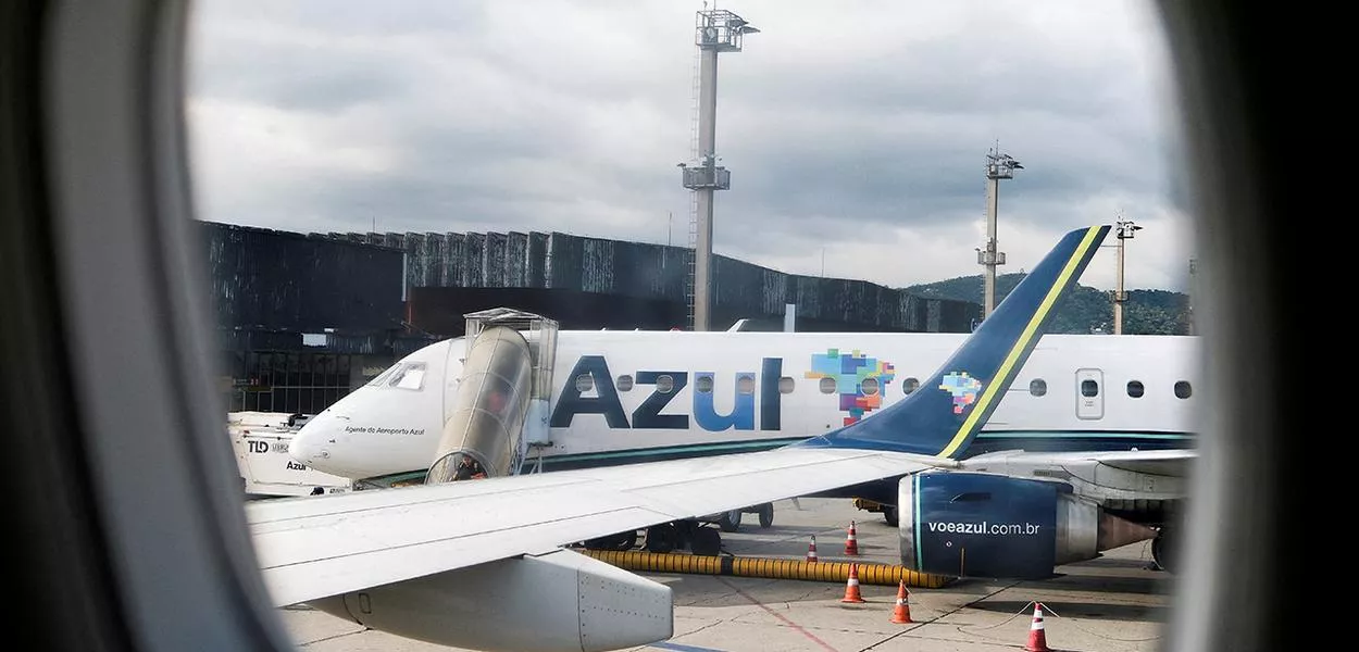 Aeronave da Azul no aeroporto de Guarulhos, em São Paulo
